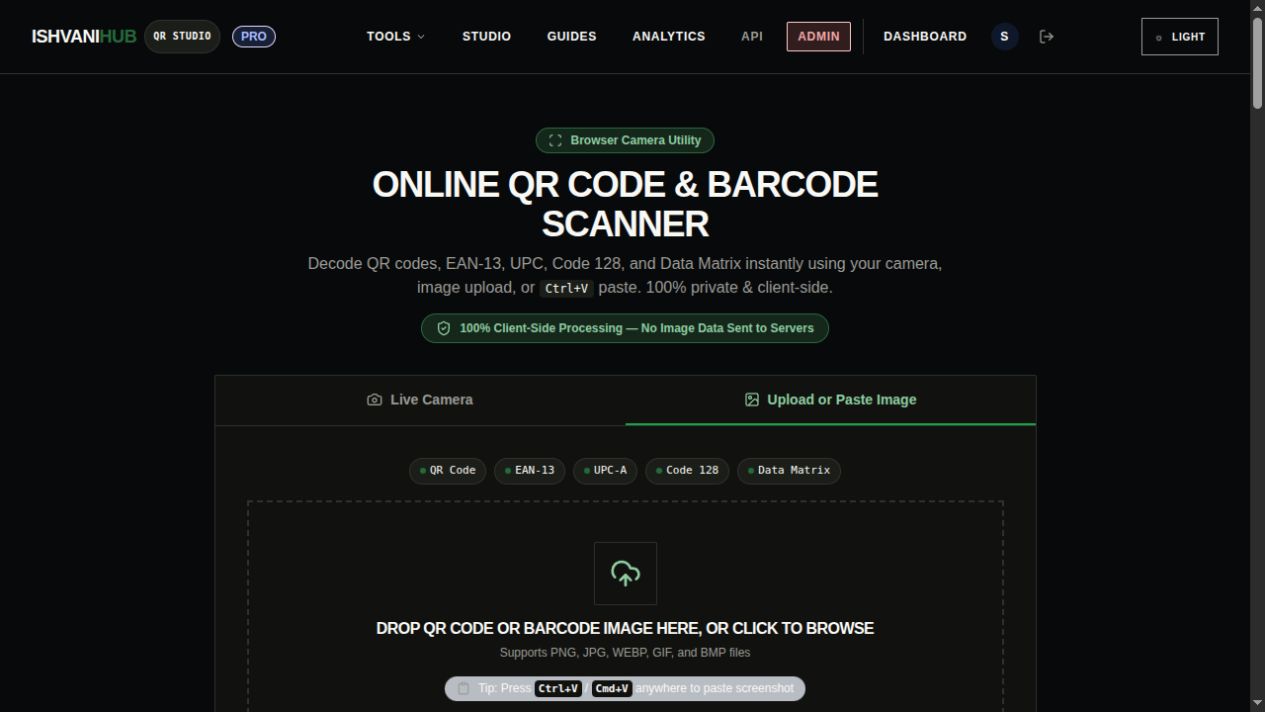 Laptop Screen QR Code Scanning Interface on Ishvanihub